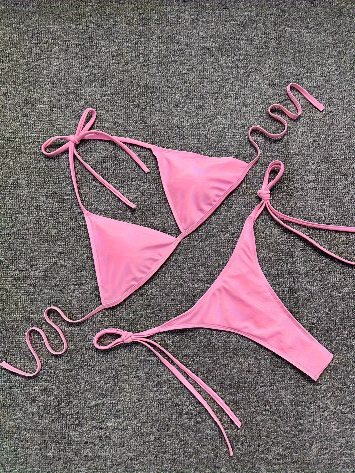 Bikini Leopard Print 2 Piece Swimsuit for Women – High Cut Lace-Up Backless Flattering Bikini Set with Halter Spaghetti Strap – Stretchy Sexy and Stylish Swimwear for Pool Beach and Summer Vacation