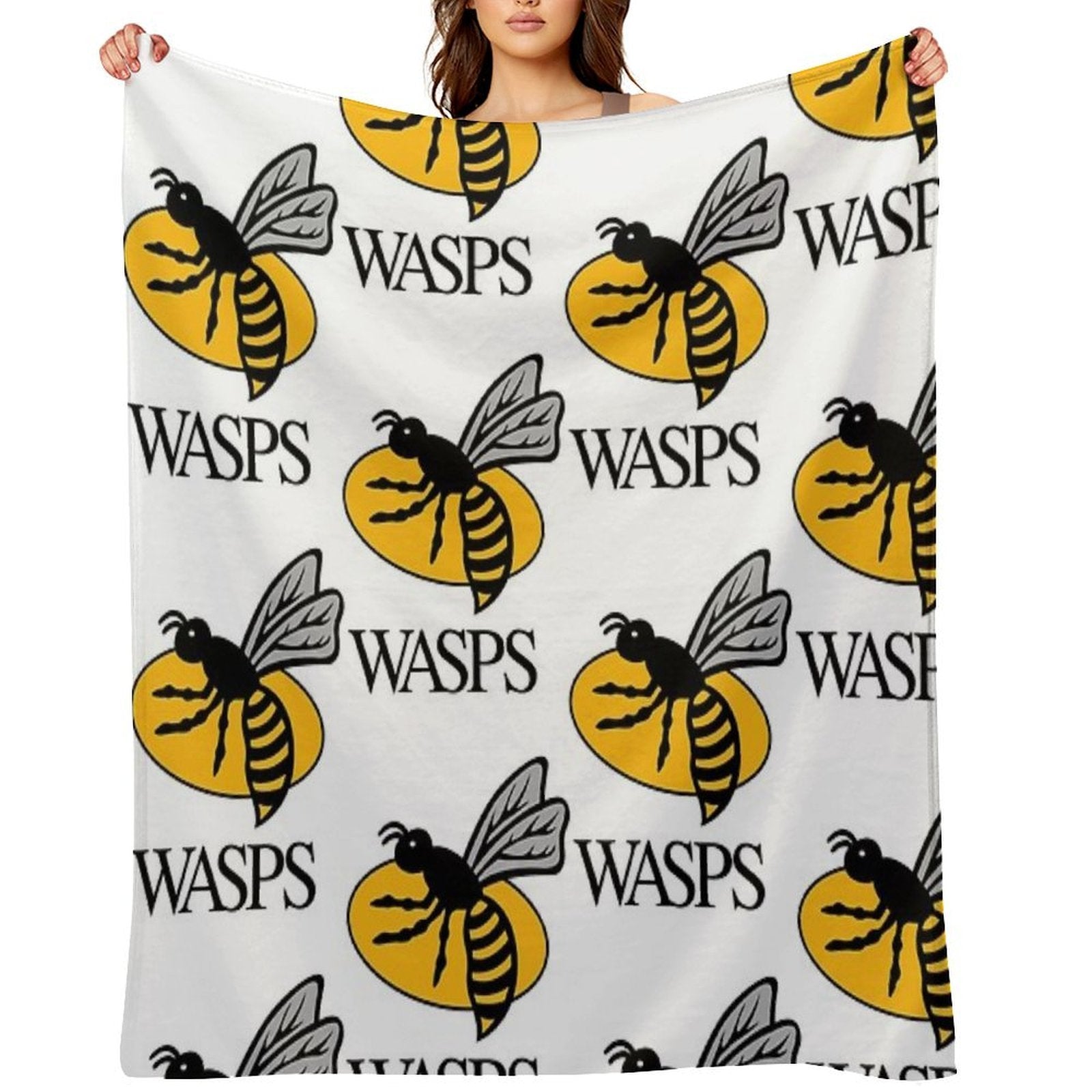 Wasps Rugby Logo Easy Care Throw Blanket