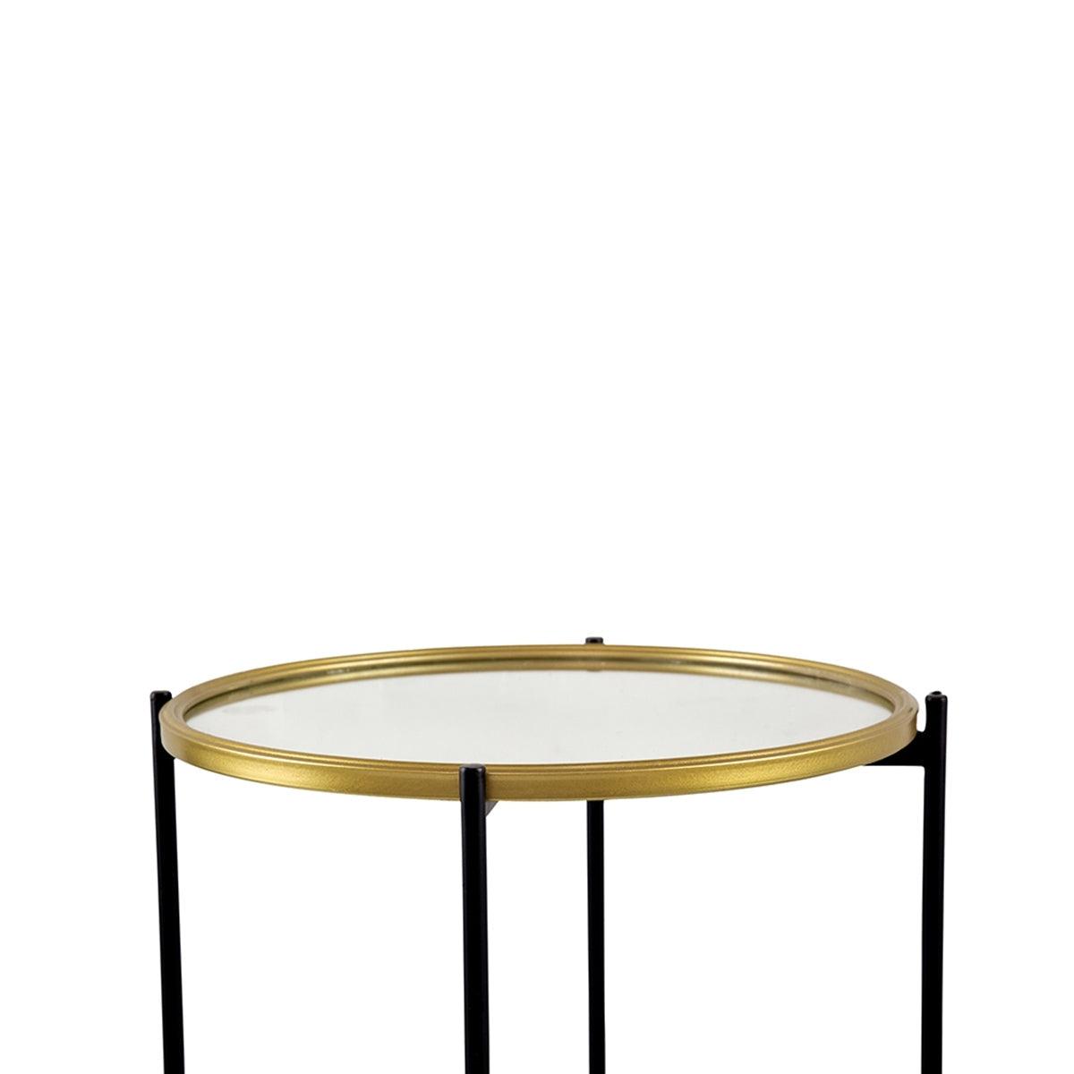Set of 2 Gold Nesting Side Tables with Mirrored Tops