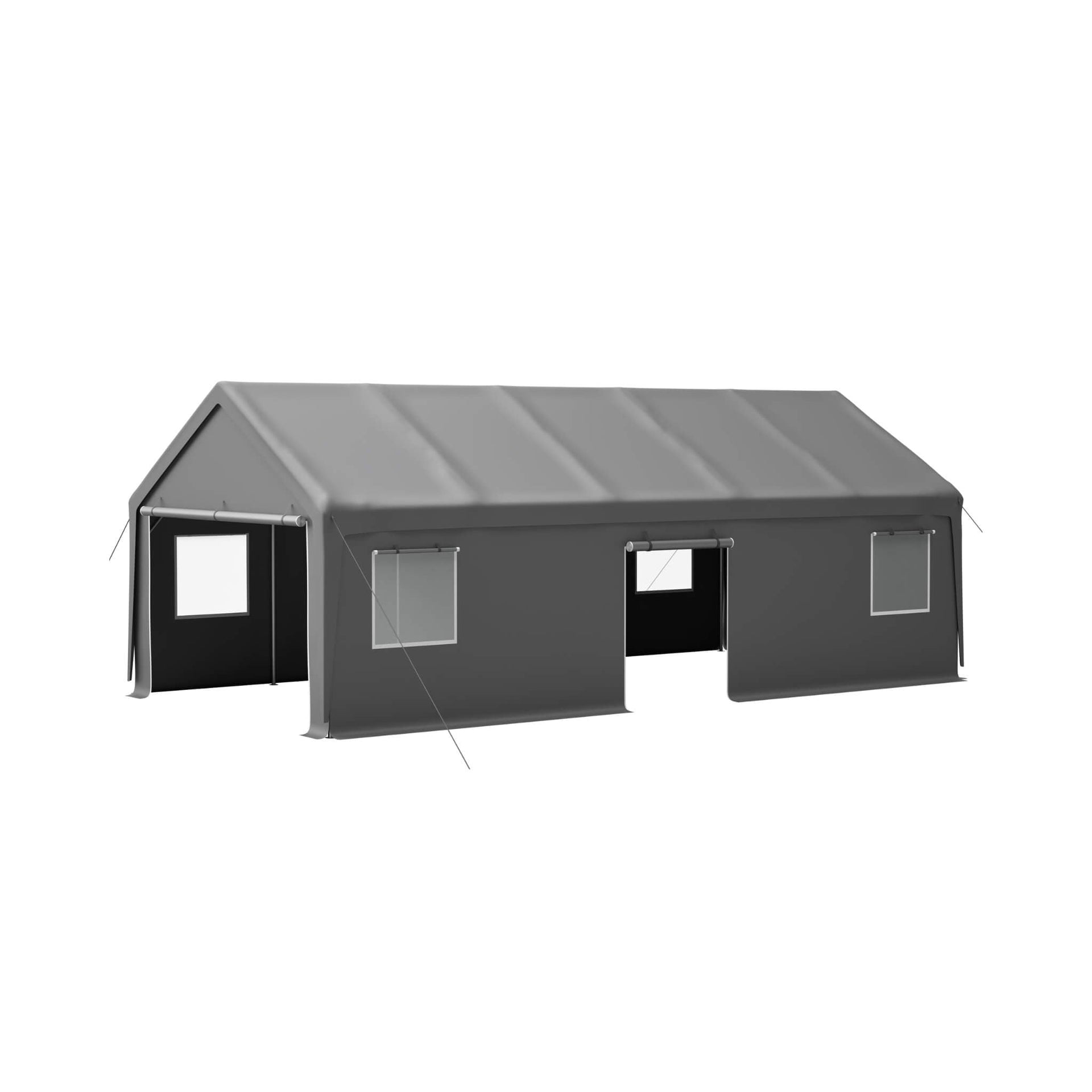 [13X26FT] Heavy-Duty Carport Canopy With Roll-Up Doors And Windows (SAK14975)