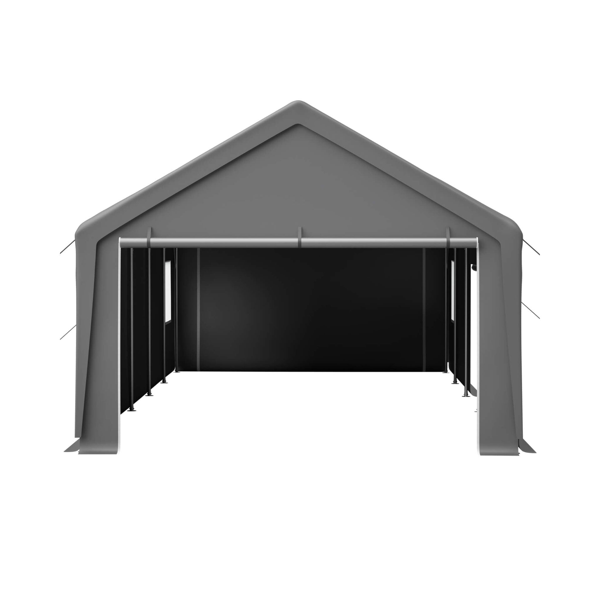 [13X26FT] Heavy-Duty Carport Canopy With Roll-Up Doors And Windows (SAK14975)