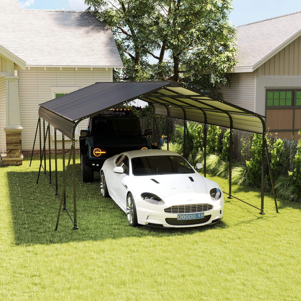 [13X26FT] Heavy-Duty Weather-Resistant Outdoor Carport With Protective Film (SAK82451)