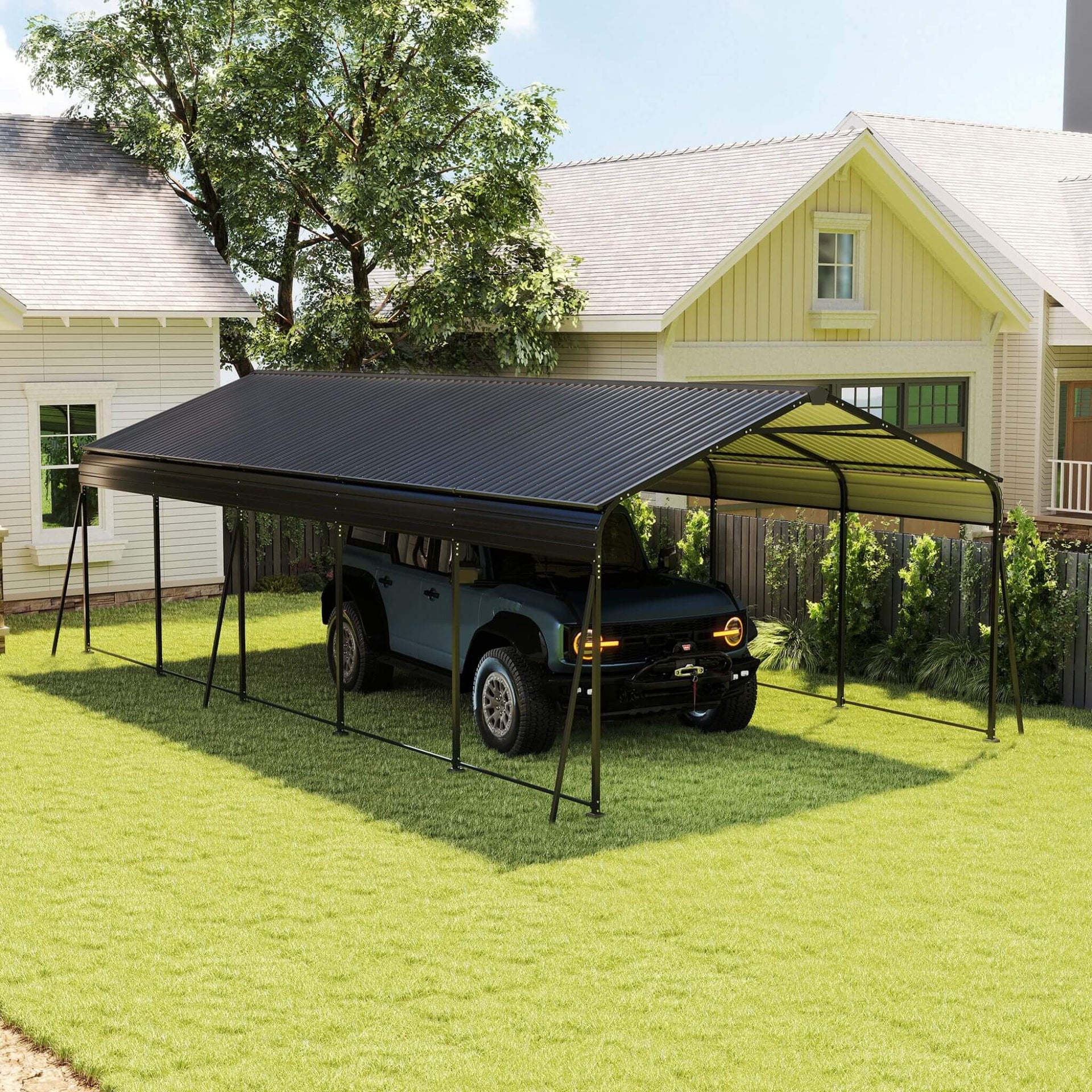 [13X26FT] Heavy-Duty Weather-Resistant Outdoor Carport With Protective Film (SAK82451)