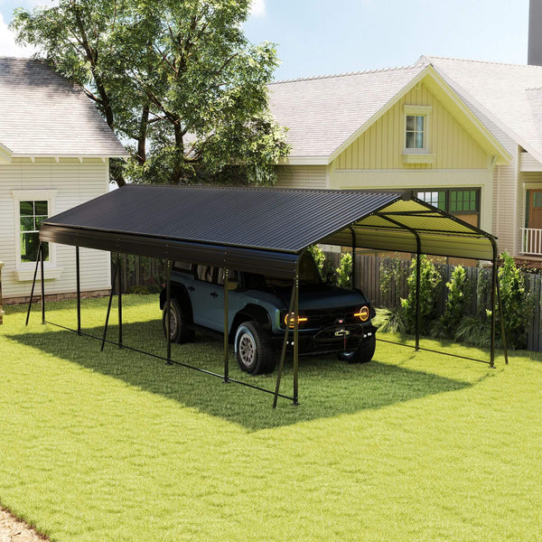 [13X26FT] Heavy-Duty Weather-Resistant Outdoor Carport With Protective Film (SAK82451)