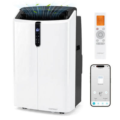 14000 BTU Smart Portable AC with APP Voice Control 47 dB for Rooms 750 Sq.Ft-Black