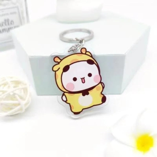 Cute cartoon Bubudu Giant Panda Pendant Keychain Car Key Acrylic Backpack Keychain Pendant