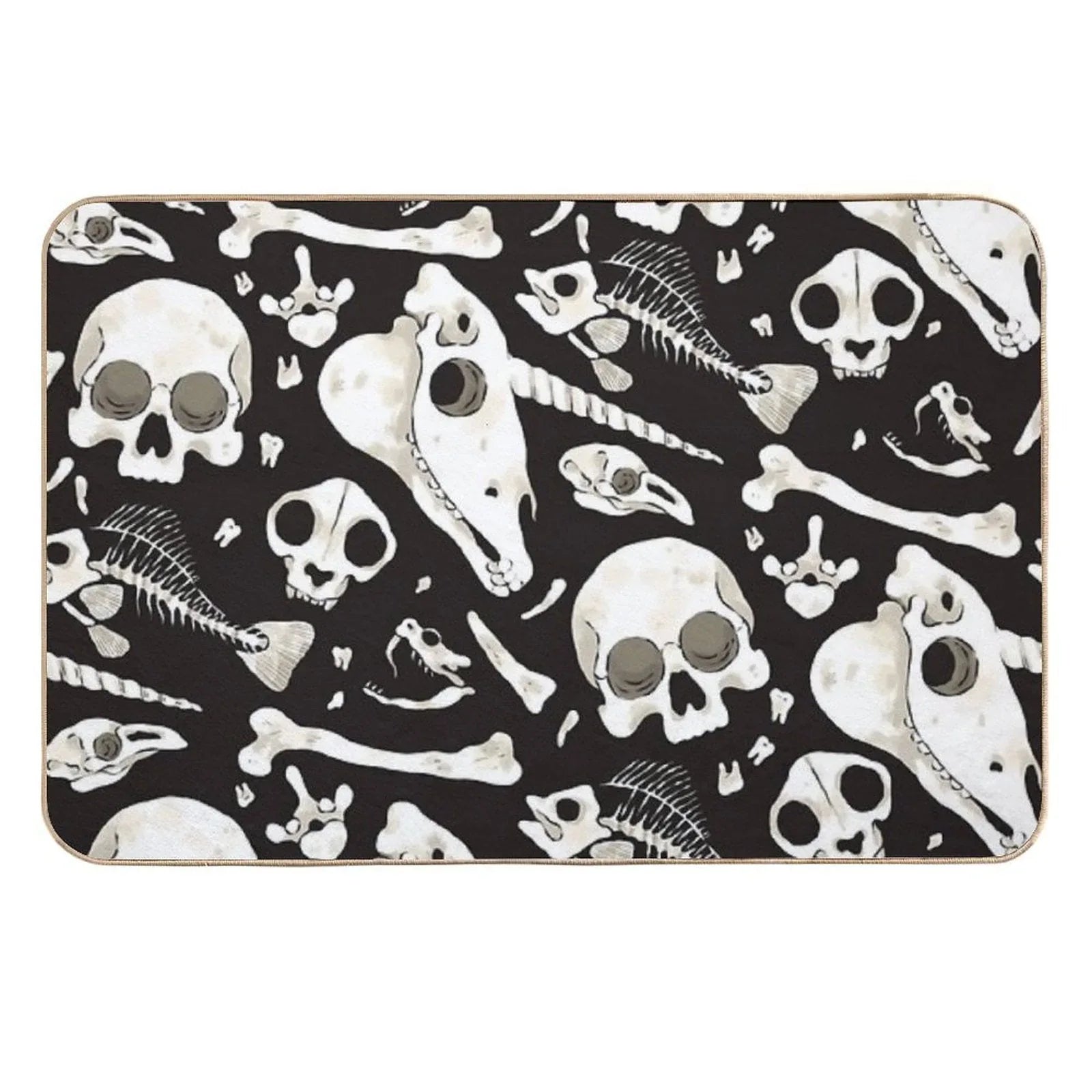 Black Skulls And Bones - Wunderkammer Durable Bath Mat