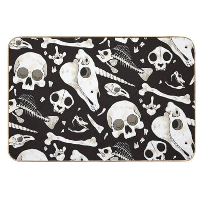 Black Skulls And Bones - Wunderkammer Durable Bath Mat