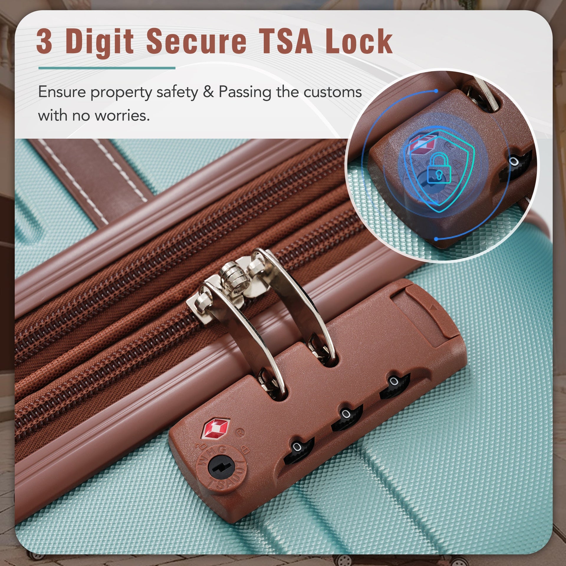 Hardshell Luggage Sets with Bags Carry-on Suitcase Double Spinner Wheels with TSA Lock ,Single Vintage Luggage 20 IN,Green