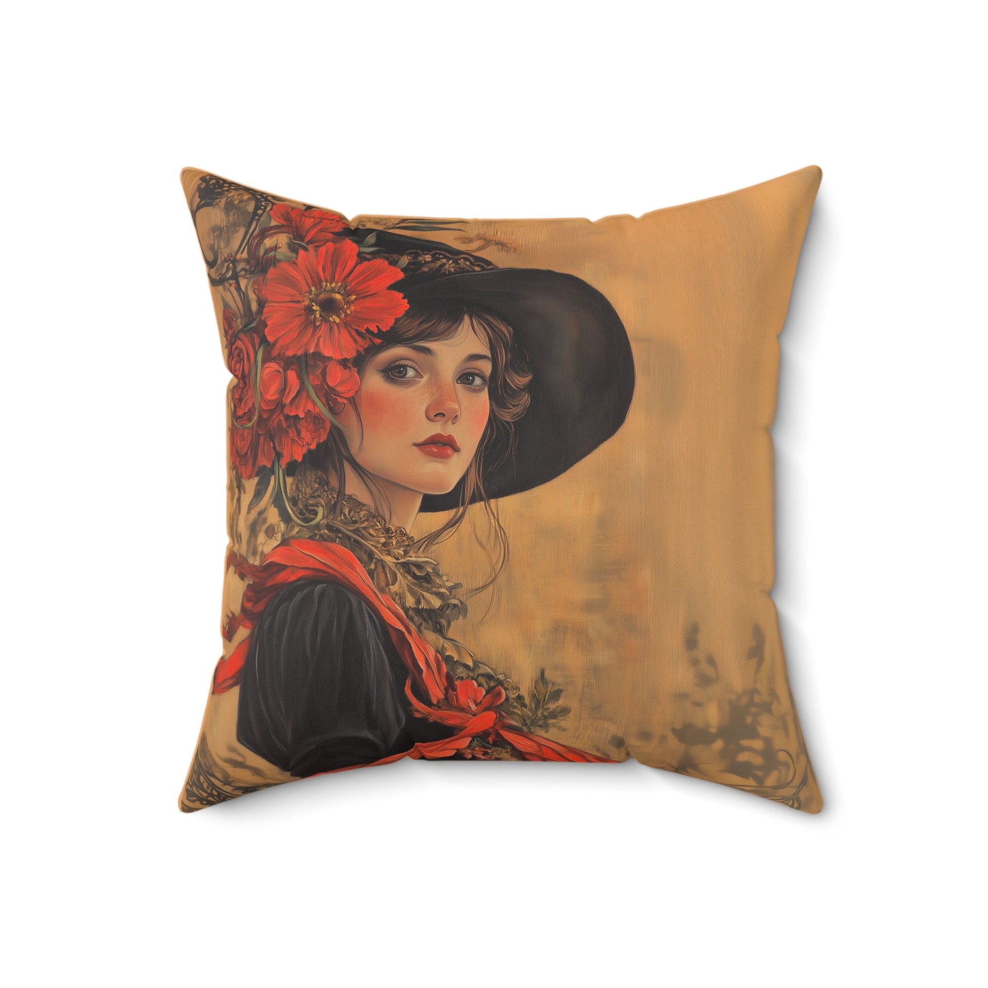 Microsuede Cushion / Autumn Fall Art / Woman - Amelia /