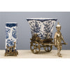 Blue Vine Rickshaw Basin/Planter with Bronze Man