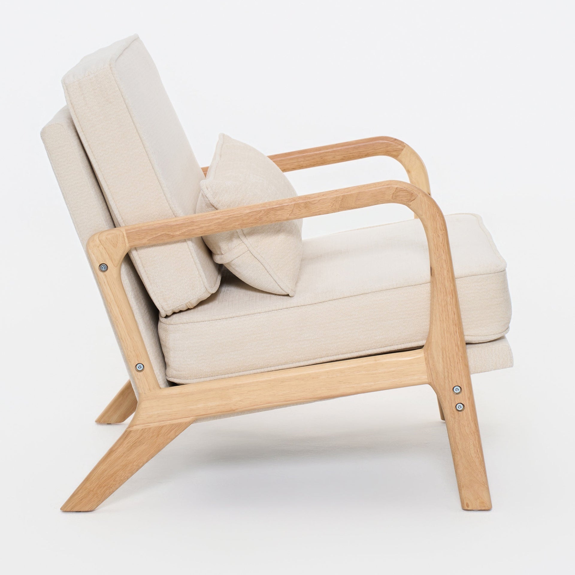 Beige Mid‑Century Accent Chair