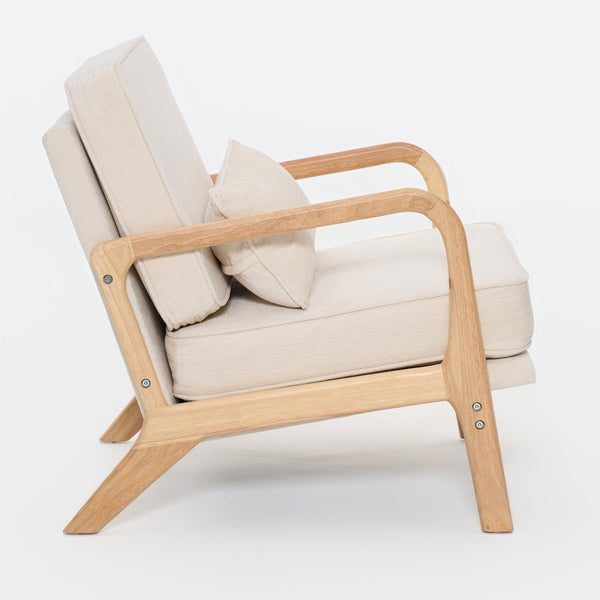 Beige Mid‑Century Accent Chair