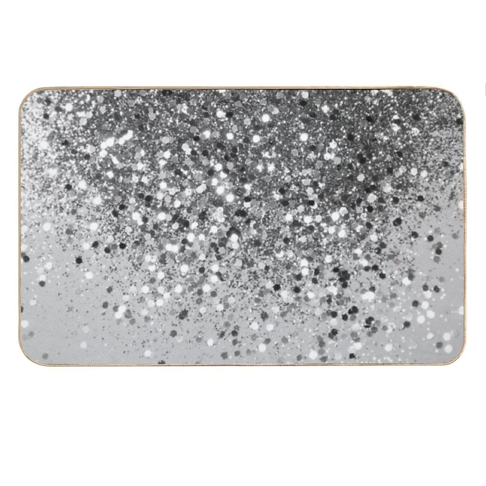 Soft Silver Gray Glam #1 (Photo of Glitter Only - Not Reflective) Bath Mat