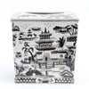 Ormolu Porcelain Tissue Box - Black And White Willow