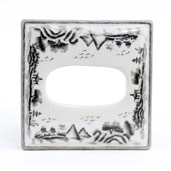 Ormolu Porcelain Tissue Box - Black And White Willow - Gifts for You 'n Me