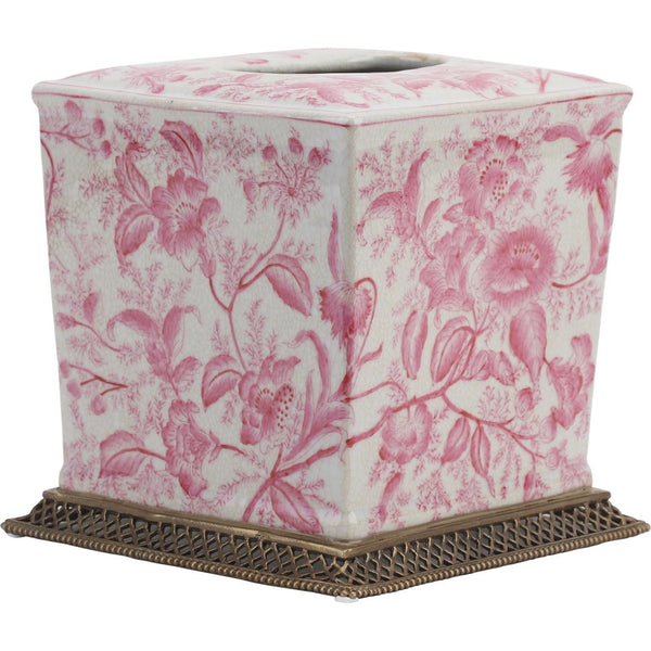 Ormolu Porcelain Tissue Box in Bronze - Pink Primrose - Gifts for You 'n Me