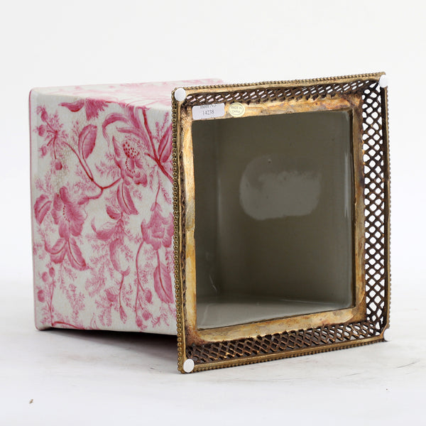 Ormolu Porcelain Tissue Box in Bronze - Pink Primrose - Gifts for You 'n Me