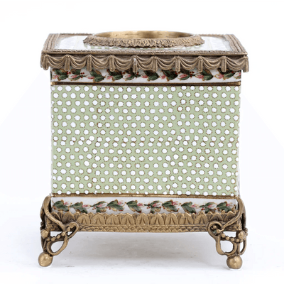 Ormolu  Porcelain Tissue Box with Bronze - Dotty