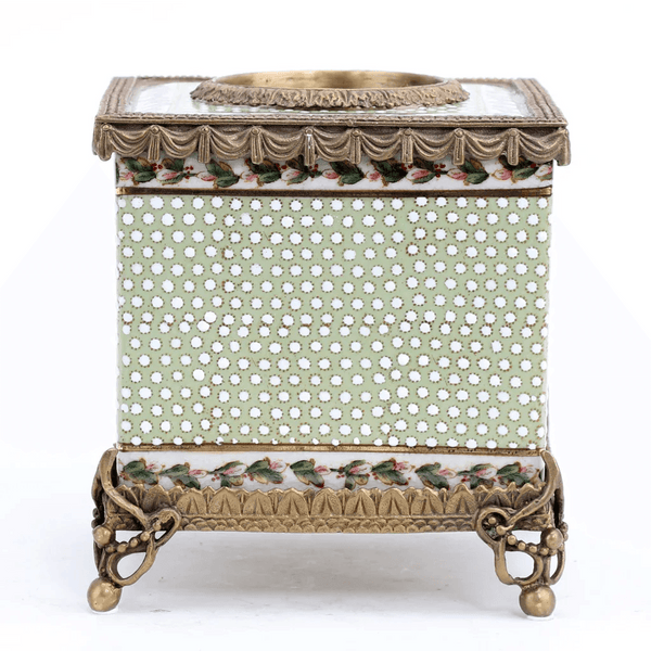 Ormolu Porcelain Tissue Box with Bronze - Dotty - Gifts for You 'n Me