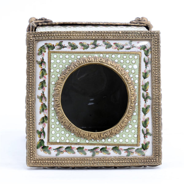 Ormolu  Porcelain Tissue Box with Bronze - Dotty