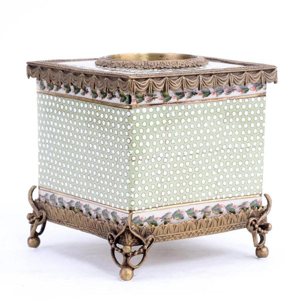 Ormolu Porcelain Tissue Box with Bronze - Dotty - Gifts for You 'n Me