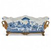 PORCELAIN ELONGATED PLANTER WITH SWAN BRONZE ORMOLU - BLUE WILLOW