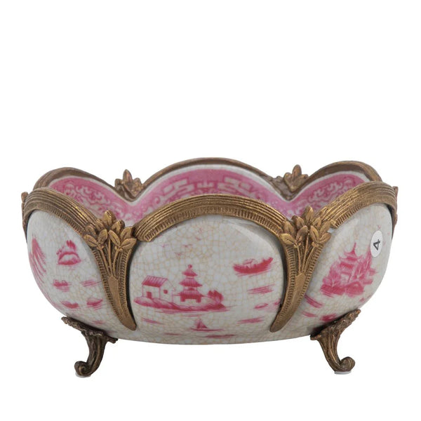 Pink Willow Ormolu Bowl Basin With Bronze - Gifts for You 'n Me