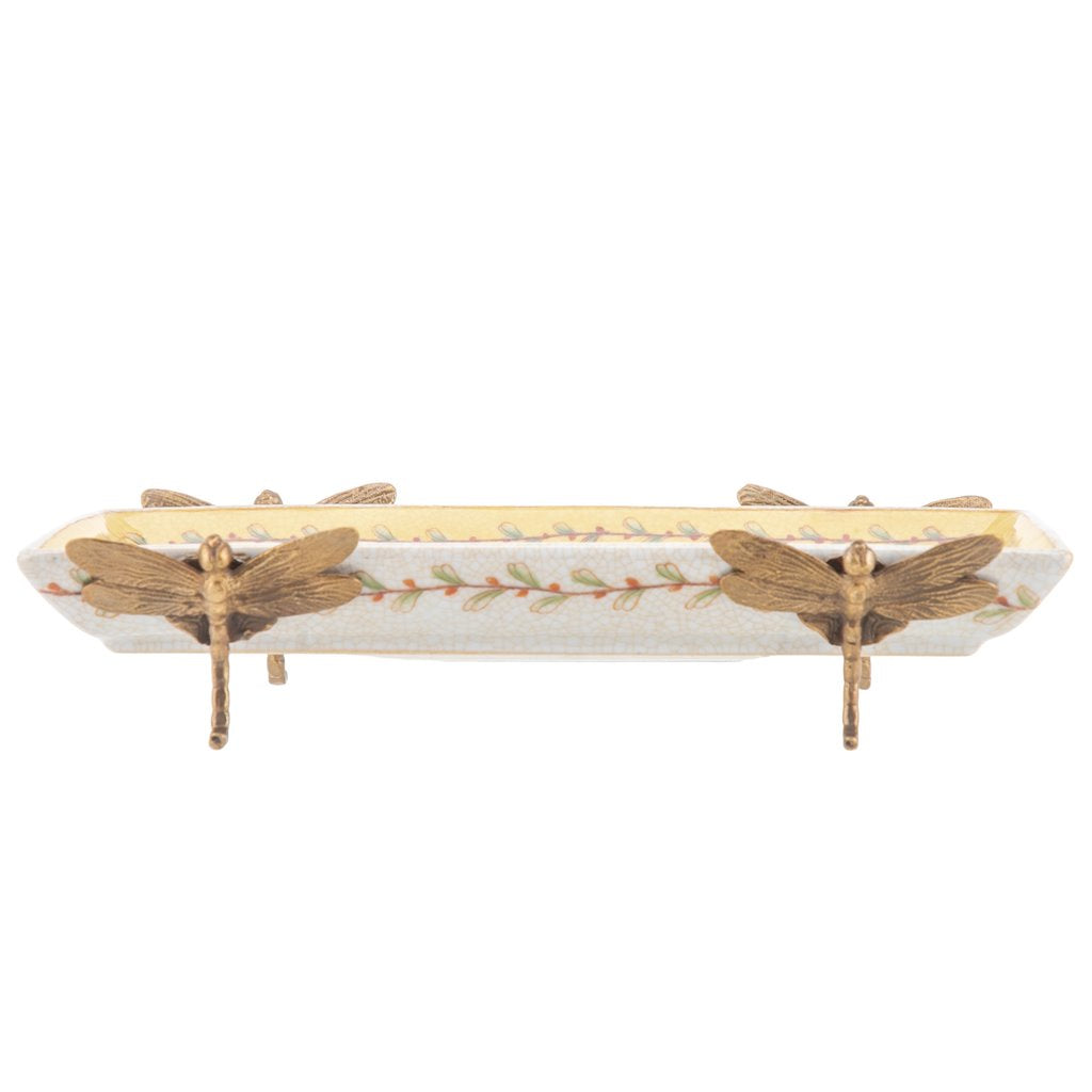 Porcelain Tray With Bronze Dragonfly-Wild Breeze