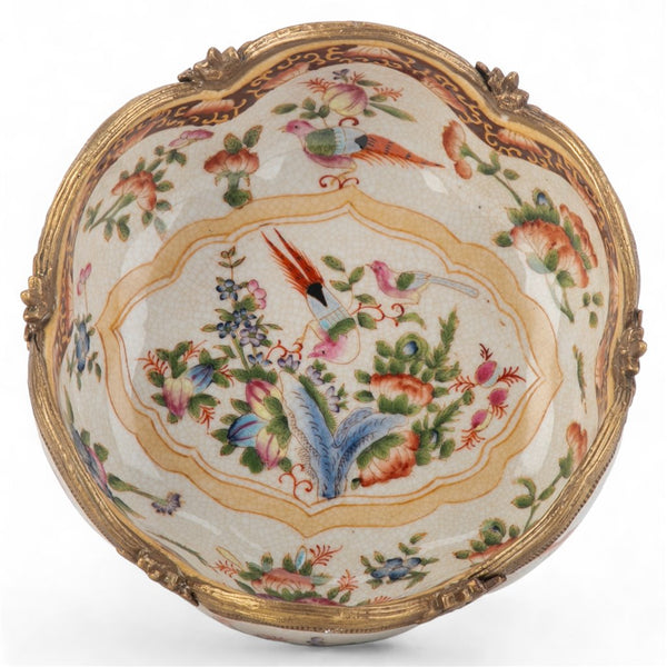 PORCELAIN SCALLOP BASIN WITH BRONZE ORMOLU - REGENCY