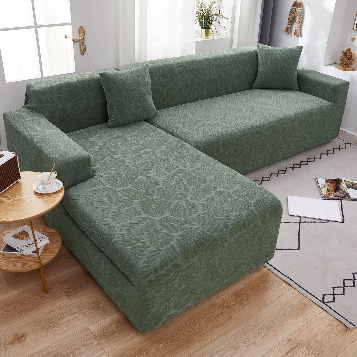 Stretch Couch Covers for 1/2/3/4/5 Seater L Shape Sofa Slipcovers with Elastic Bottom for Kids