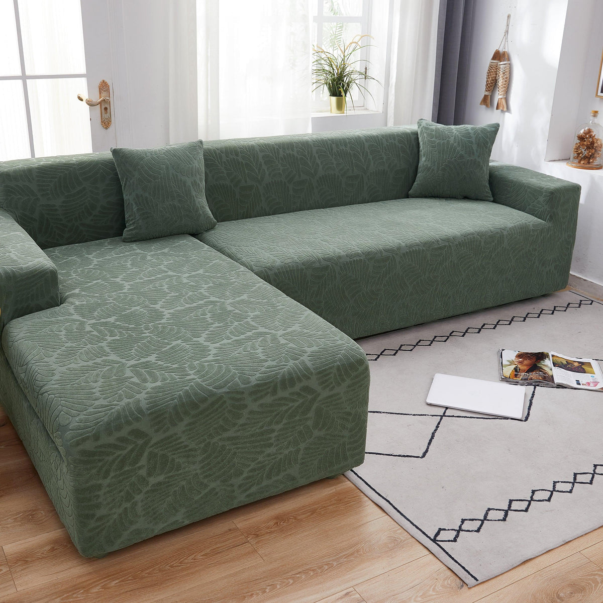 Stretch Couch Covers for 1/2/3/4/5 Seater L Shape Sofa Slipcovers with Elastic Bottom for Kids