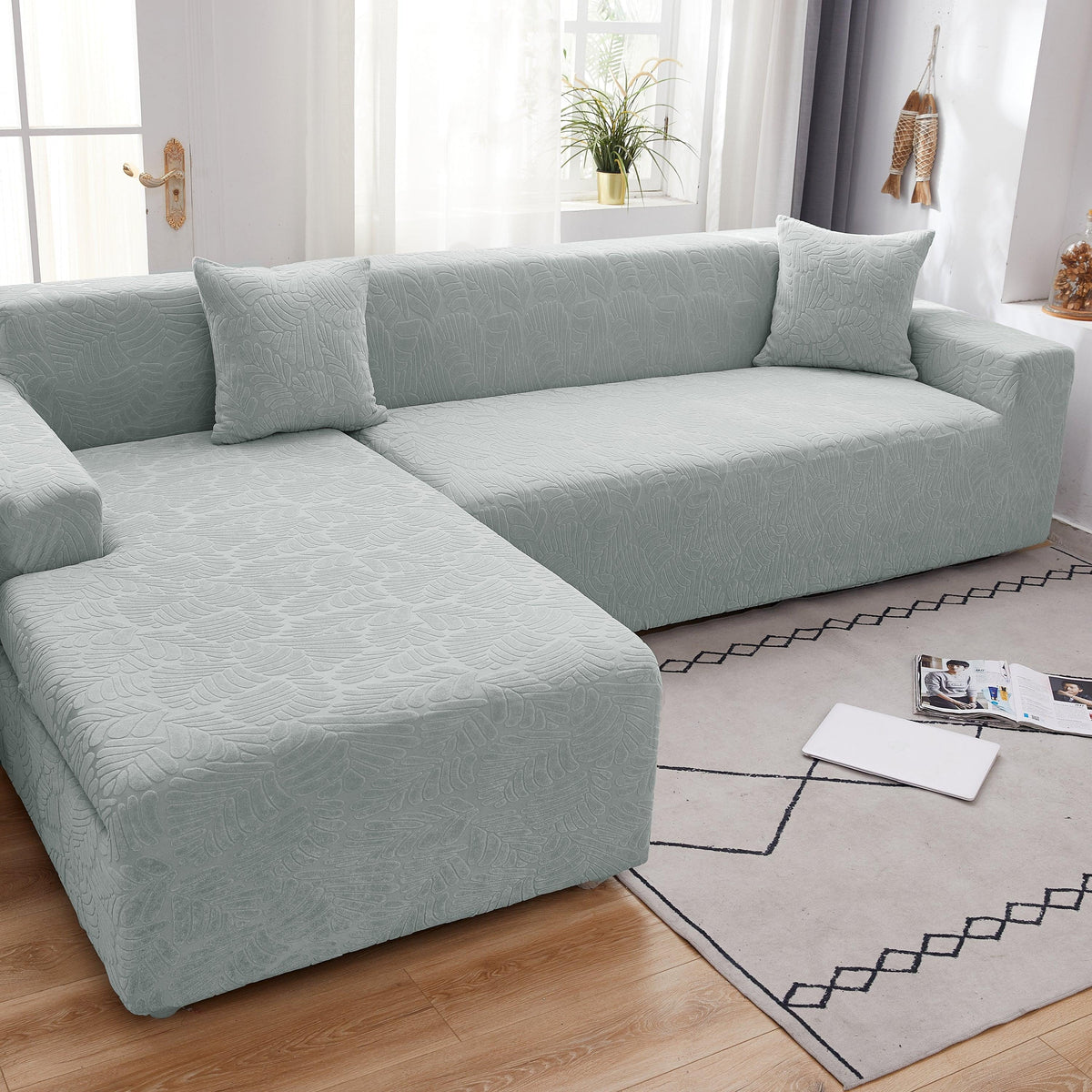 Stretch Couch Covers for 1/2/3/4/5 Seater L Shape Sofa Slipcovers with Elastic Bottom for Kids