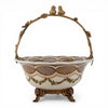 Porcelain Basket with Ormolu Handle - Lattice Floral