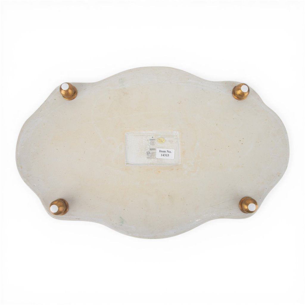 Porcelain Oval Basin with Ormolu Handles - Green Primrose