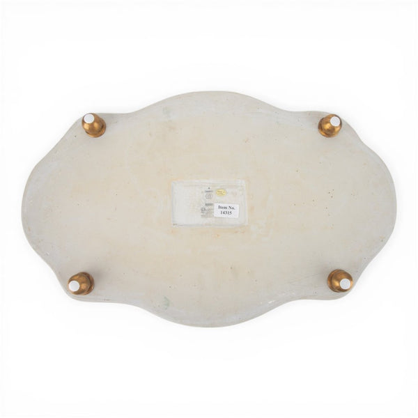 Porcelain Oval Basin with Ormolu Handles - Green Primrose
