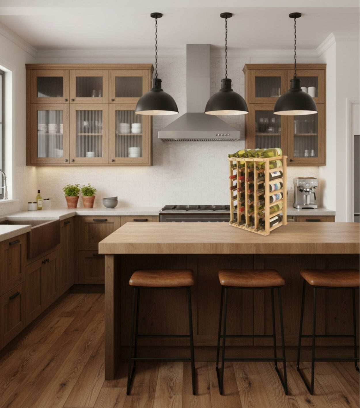 Compact Solid Wood Wine Rack Perfect for Multi Bottle Display in Kitchen, Cellar, and Retail Spaces