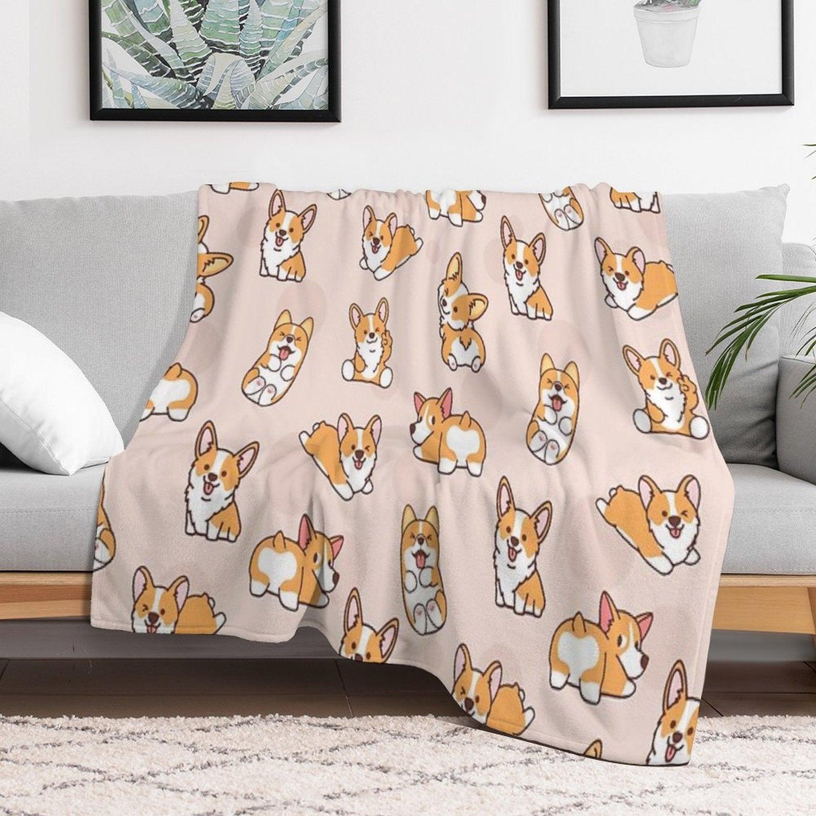 Corgi Puppy Fun Throw Blanket