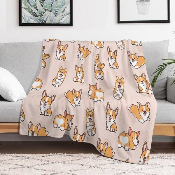 Corgi Puppy Fun Throw Blanket