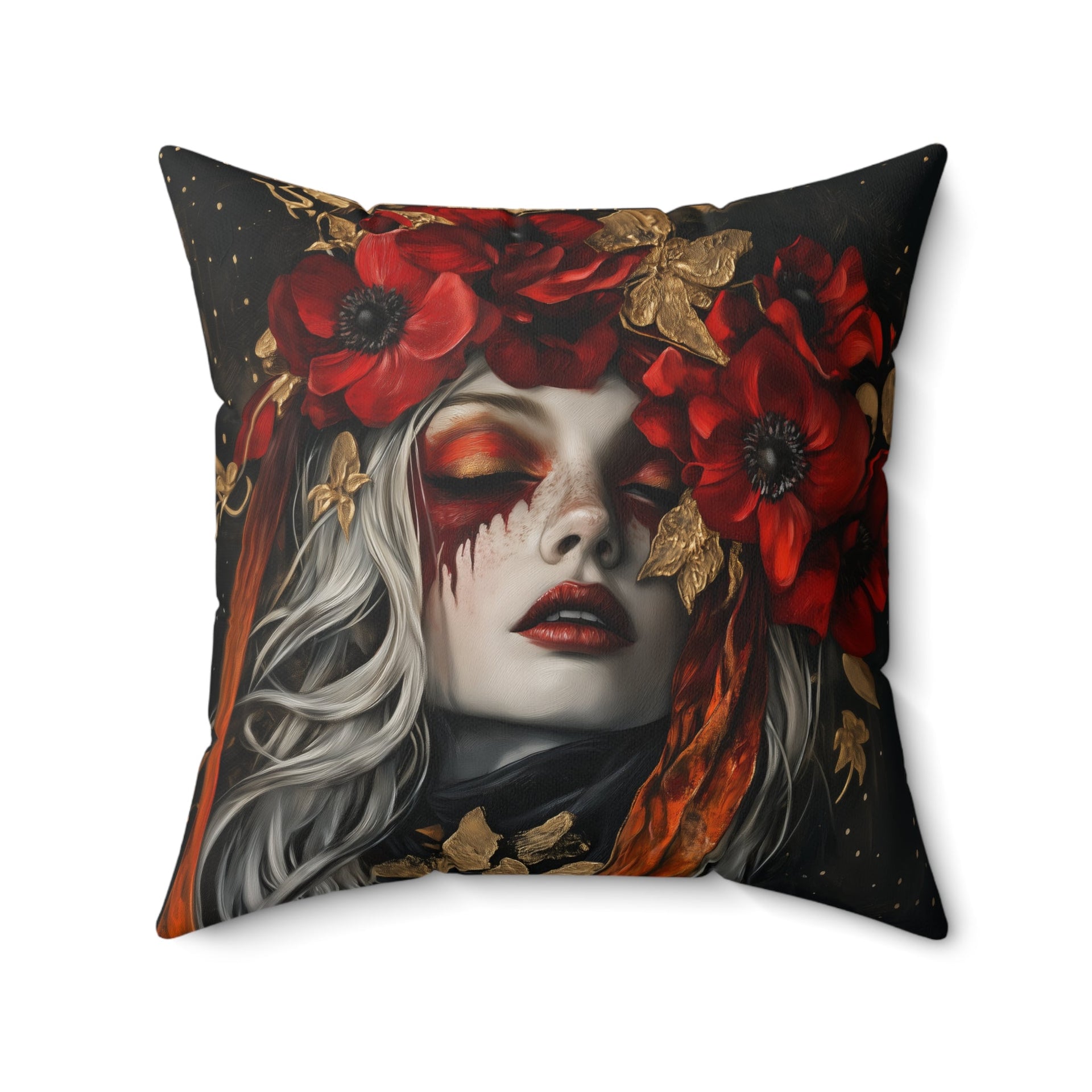 Microsuede Cushion / Autumn Fall Art / Woman - Anemone /