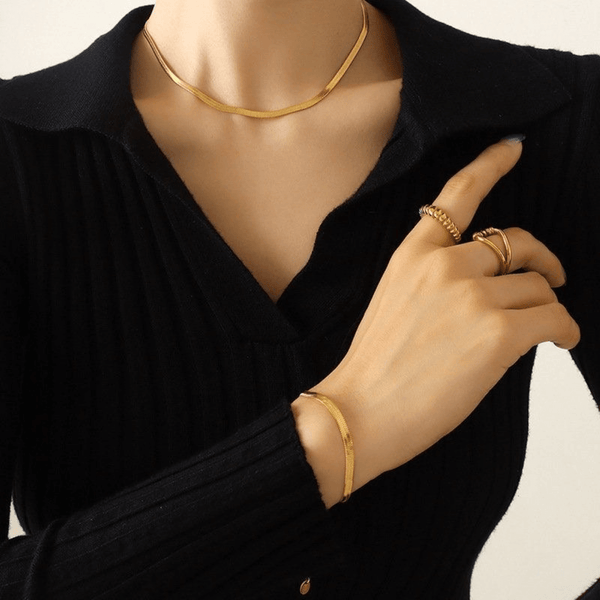 Gold Herringbone Snake Chain Bracelet