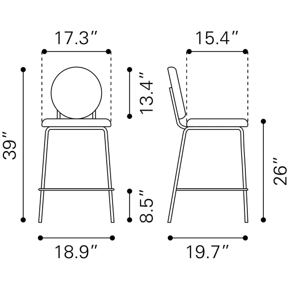 Odessa Counter Stool (Set of 2) Green & Gold