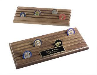 Coin Display Rack With 6 Rows, Walnut Wood, Holds up to 36 Coins - USA military coin