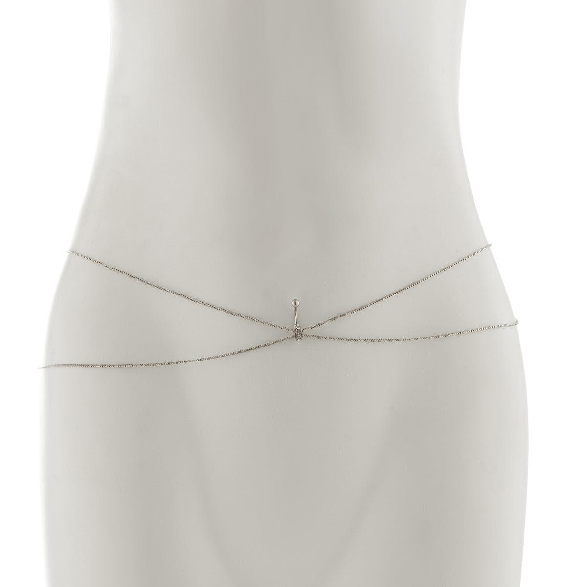 Thin chain belly button waist decoration body chain double-layer metal wind versatile waist chain