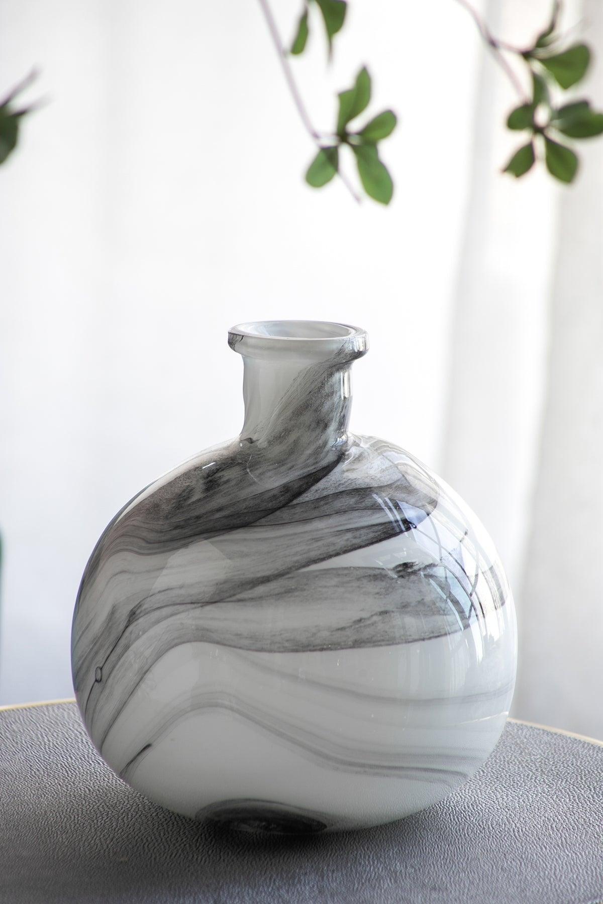 Modern Marble-Inspired Decorative Accent Vase