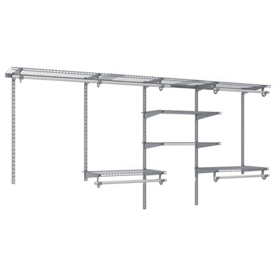 4-8 Feet Closet Organizers and Storage System with Hanging Rod for Laundry Bedroom-Grey