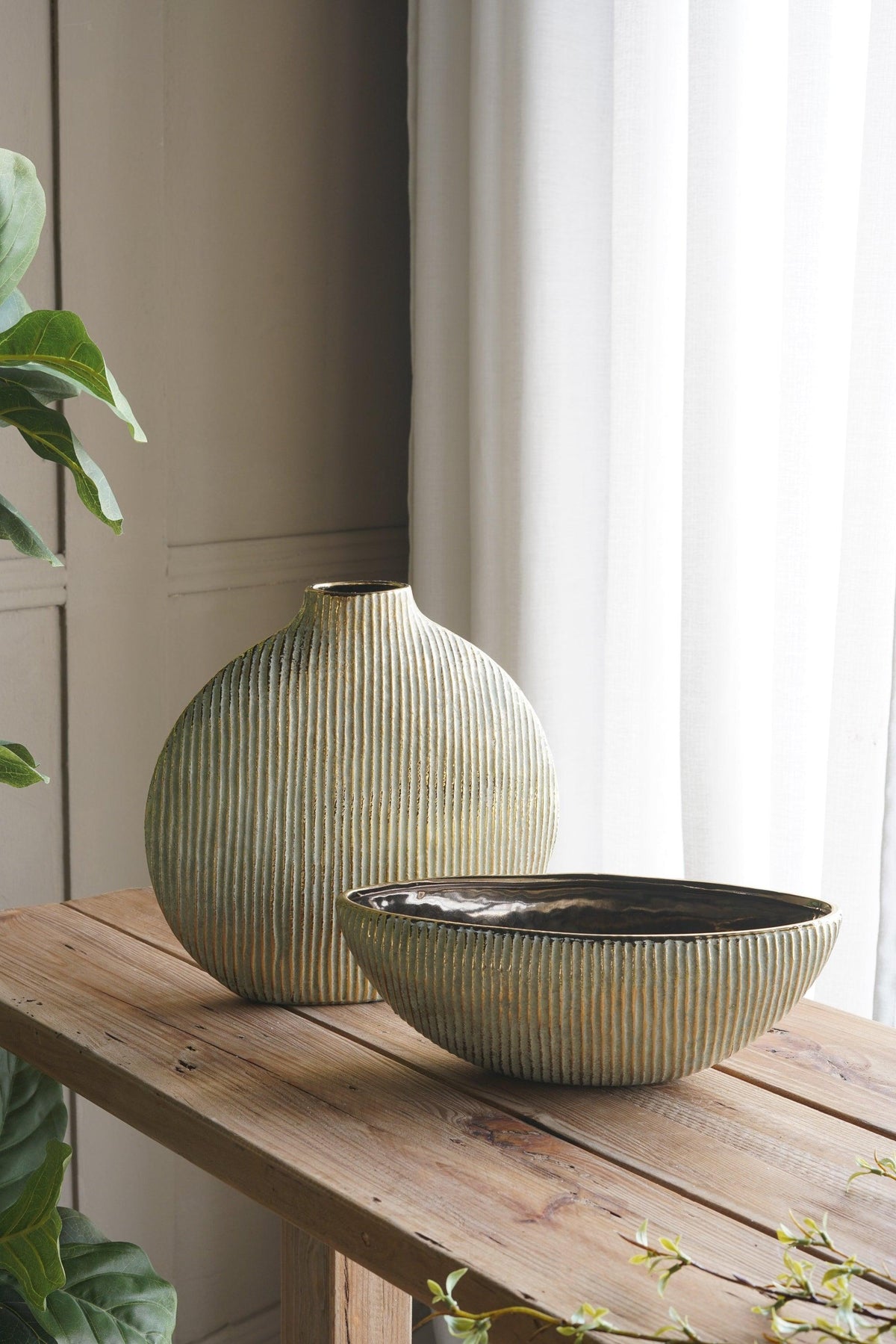 Modern Sculptural Floral Accent  Ceramic Vase
