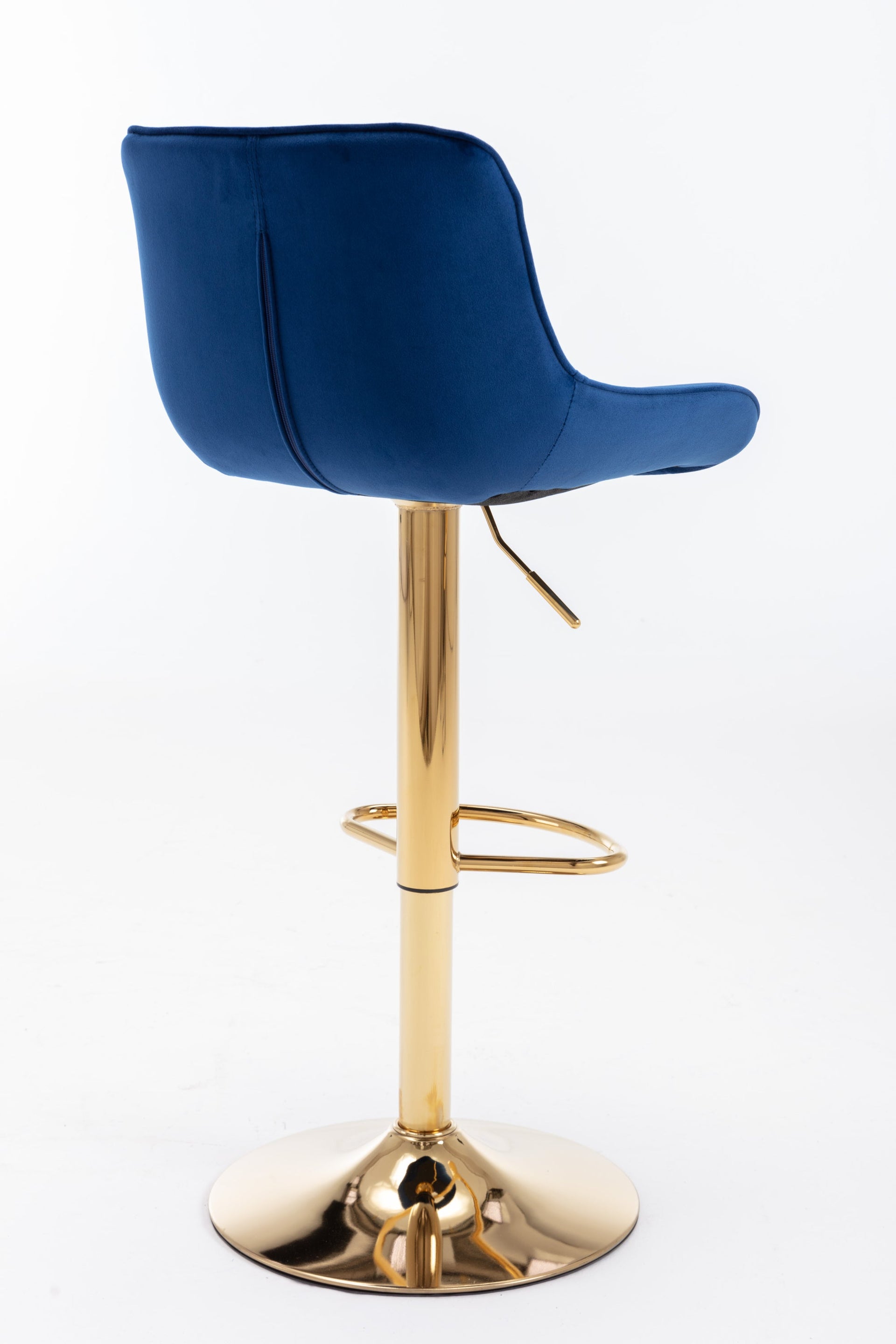 Chrome Footrest & Base Swivel Height-Adjustable Velvet Golden-Leg Bar Stool