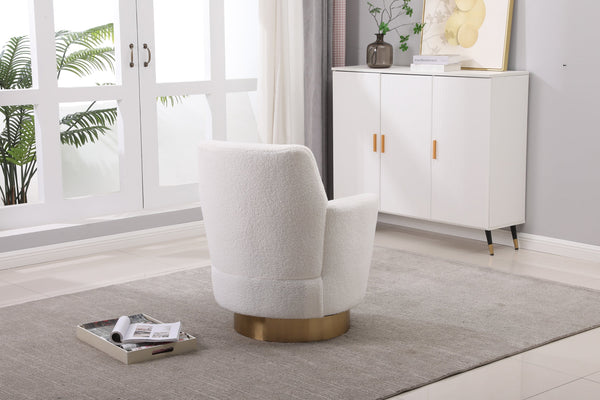 White Velvet Swivel Barrel Chair