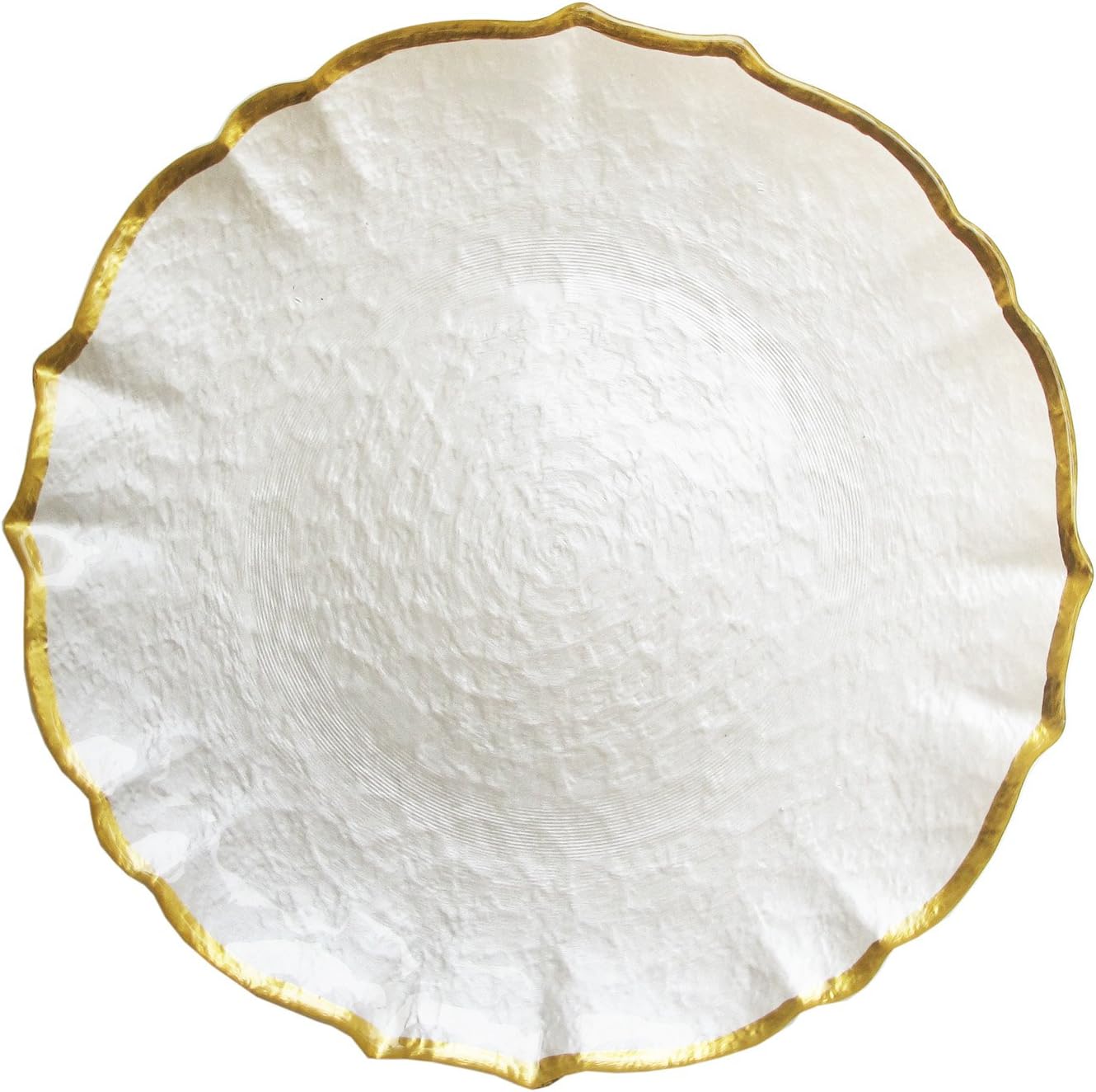 Ice Queen Pearl & Gold Glass Charger Plates 4-Piece Set 13